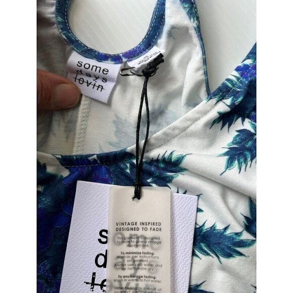 Somedays Lovin Womens Ryder Floral Jersey Cross Back Bodysuit Size S - Picture 4 of 10